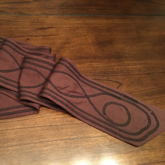 NWOT Elfarrow 100% Organic Cotton Obi Belt Earth With Black Stitching - Picture 7 of 10